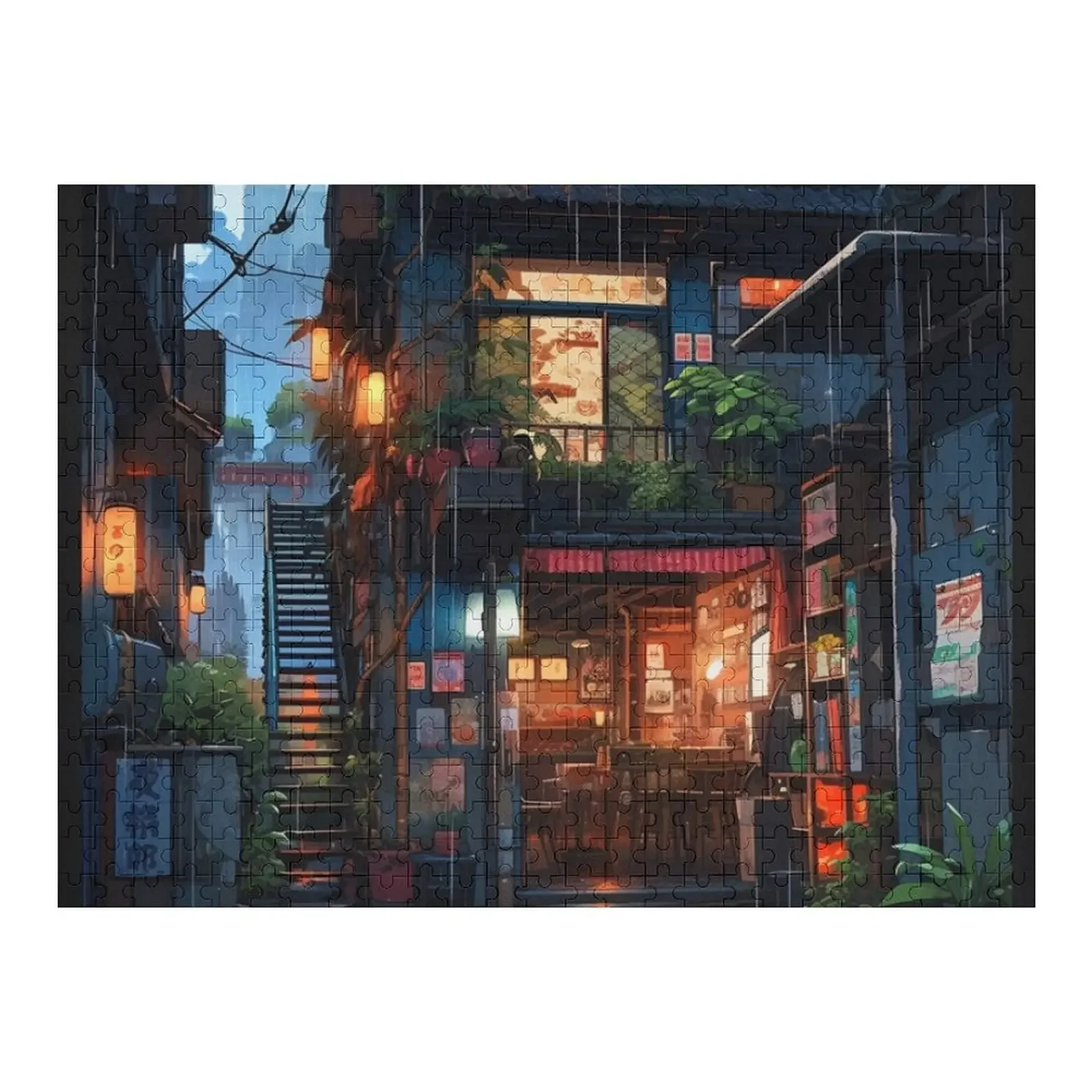 Japanese bar in the rain Jigsaw Puzzle Woodens For Adults Photo Personalized Gifts Customized Toys For Kids Puzzle