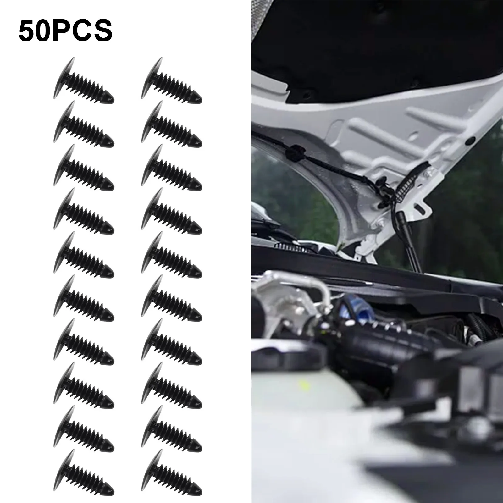 

50pcs Universal Black Plastic Rivet Fastener Clips 7.5mm-6.0mm Hole Car Trim Panel Fastener Clip Fender Bumper Retainer Rivet