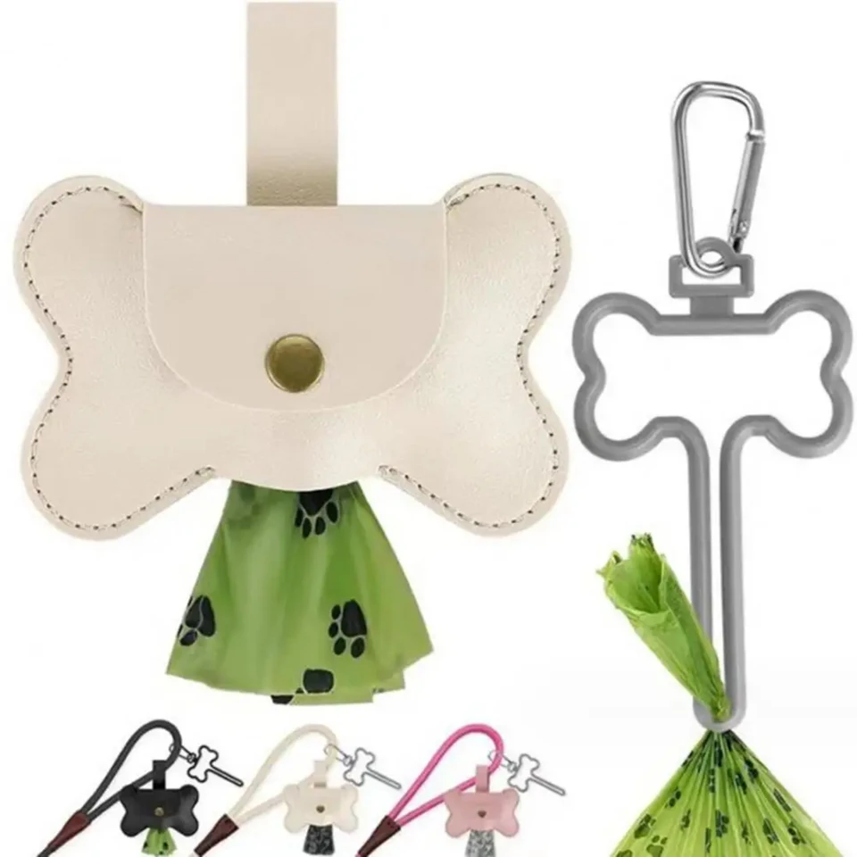 Compact Dog Poop Bag Dispenser with Organizer Hook