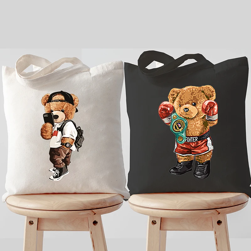 New Funny Bear Harajuku Borsa A Tracolla Per Donna Borsa Per La Spesa Riutilizzabile Casual Teddy Bear Graphic Tote Bag Street Handbags For Lady