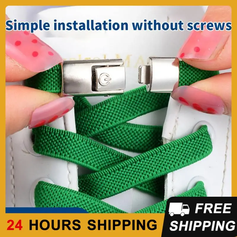 

2Pairs 7MM No Tie Shoe Laces Press Lock Shoelaces Without Ties Elastic Laces Sneaker Kids Adult Widened Flat Shoelace For Shoes