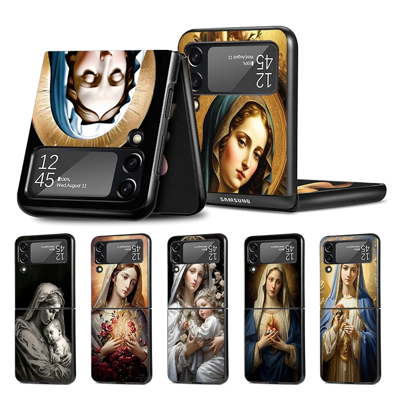 Virgin De Guadalupe Virgen Mary Z Flip 4 Phnoe Case Per Samsung Z Flip 3 5 5G Black Hard Shell Galaxy Zflip3 Zflip4 Zflip5 Pain