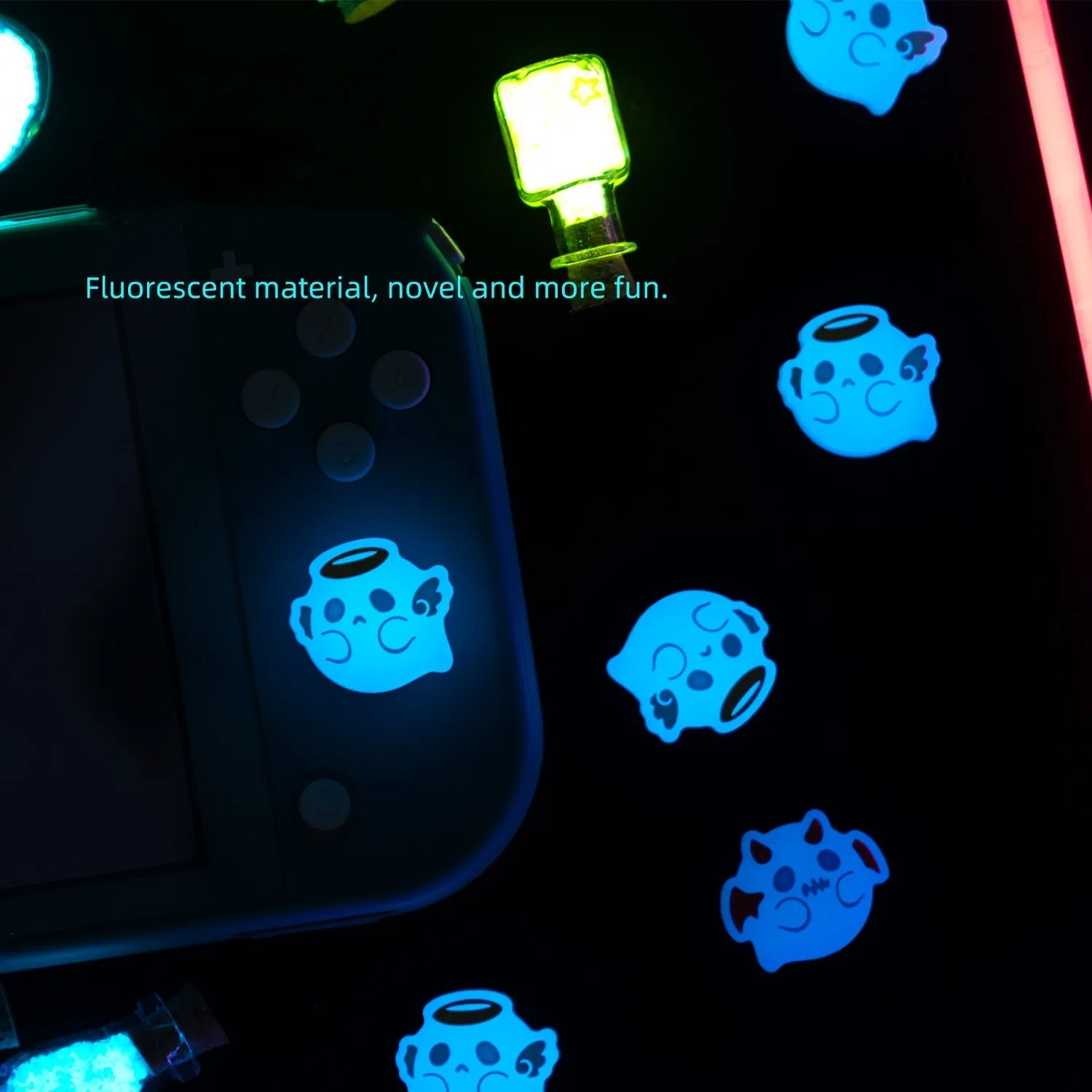 Geekshare-luminous Ghost Joystick Caps para Nintendo Switch Oled Thumb Grip Caps Capa de Silicone Acessórios ns - Image 2