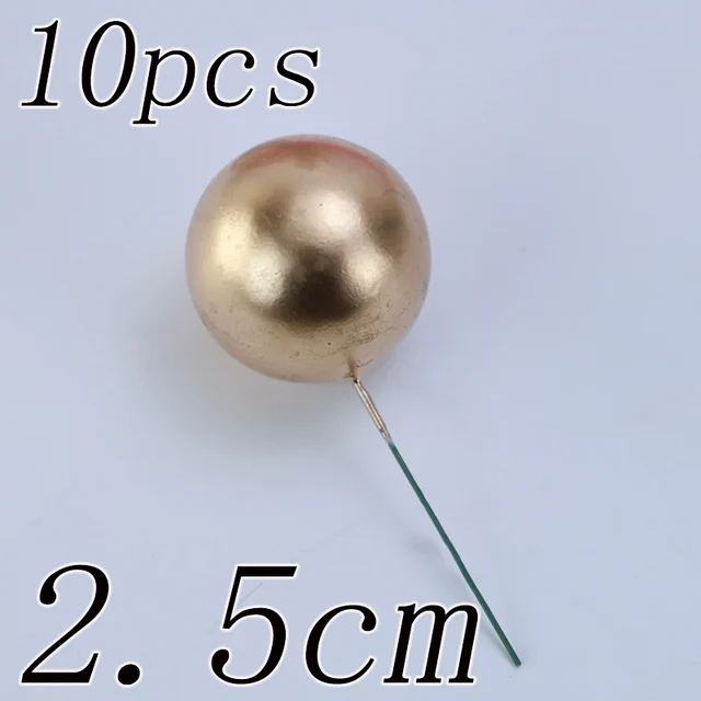 10pcs Colorful Ball Shaped Cake Topper Pearl Ball Cake Cupcake Toppers Ball Cake Picks Colorful Cake Decoration Party Supplies GD2.5CM