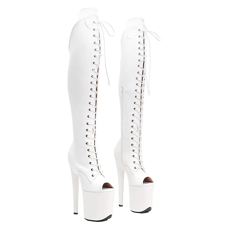 

LAIJIANJINXIA New 20CM/8inches PU Upper Sexy Exotic Young Trend Fashion Boots High Heel Platform Pole Dance Shoes