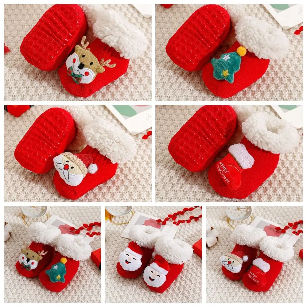Warm Lamb wool Christmas Baby Socks Anti Slip Soft Newborn Floor Sock Thicken Santa Claus New Year Toddler Socks Autumn