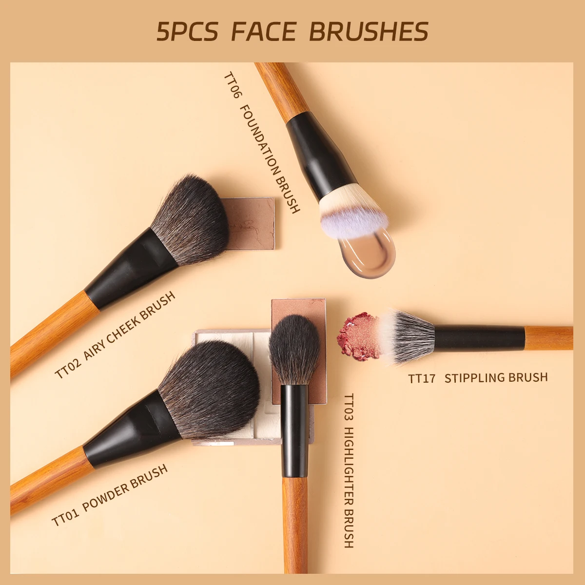 OVW Makeup Brushes Set  Natural-Synthetic Foundation Blender  Highlighter Makeup Brush Kits 2