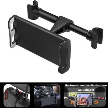 Supporto telescopico da viaggio per telefono e tablet, da agganciare al poggiatesta dell'auto, girevole, per iPad, iPhone, Xiaomi, Huawei, Realme