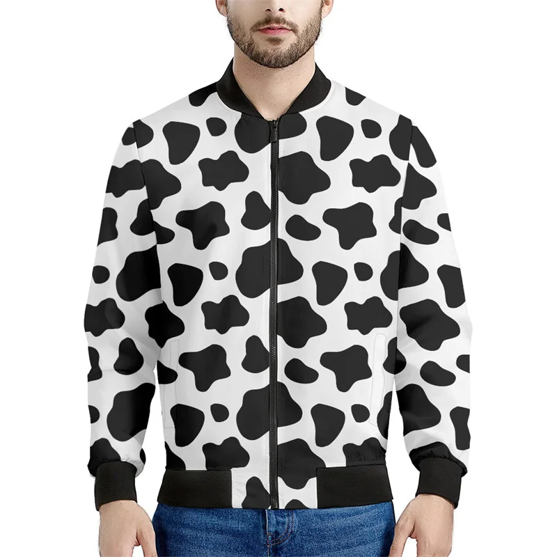 thumbnail image 1 of Chaqueta bomber con estampado 3D de vaca colorida para hombre y mujer, sudadera de primavera y otoño, chaquetas de calle de manga larga con cremallera, 1 of 4