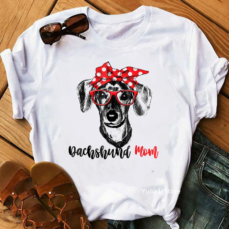 

Женская футболка 2022, Винтажная Футболка Yorkies/Dachshund Mom с принтом, женская летняя белая футболка, подарок для любителей собак и друзей, топы, оде...