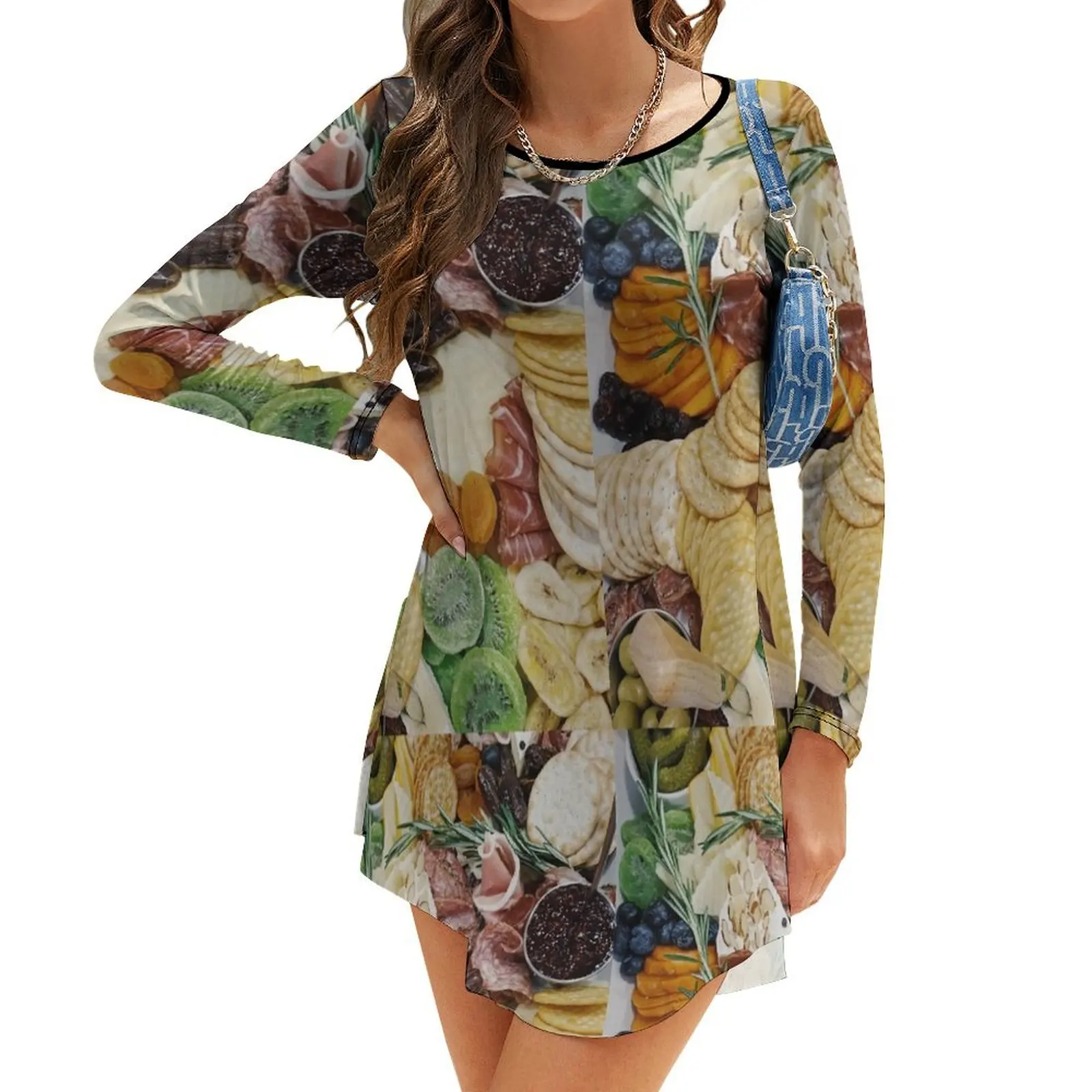 

Cheese Board Long-Sleeve Dress long dress women elegant dresses plus sizes wedding guest dress 2024