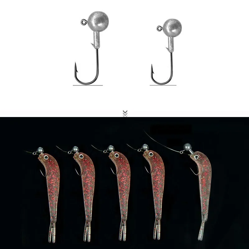 5 pz Esche Da Pesca Cluster Richiamo Esca Morbida 3D Occhi Testa Coda Wobbler Simulazione Esca Da Pesca Spigola Accessori Per la Pesca 4