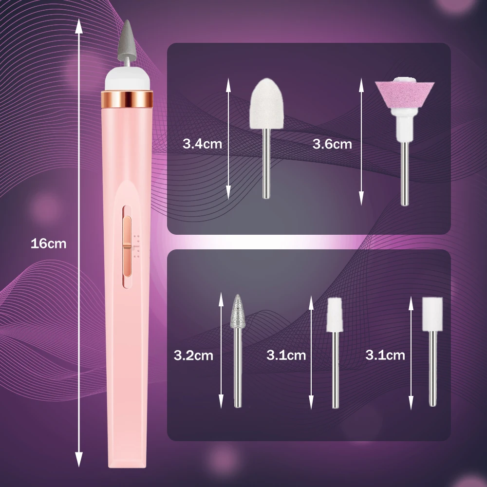 YIKOOLIN 5 in 1 Electric Nail Polish Drill Machine USB Charge Portable Manicure Set  Exfoliation and Polishing for Nail Salon 6