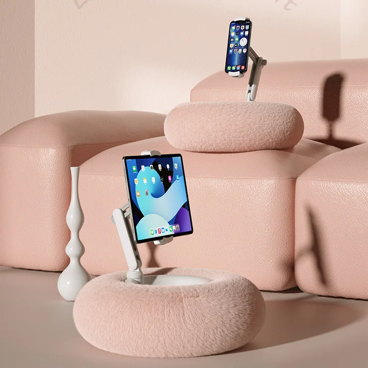 Suporte para Tablet em Tecido Macio Altura Ajustável Lavável Celular Ipad para Assistir Vídeo na Cama Sofá Lap