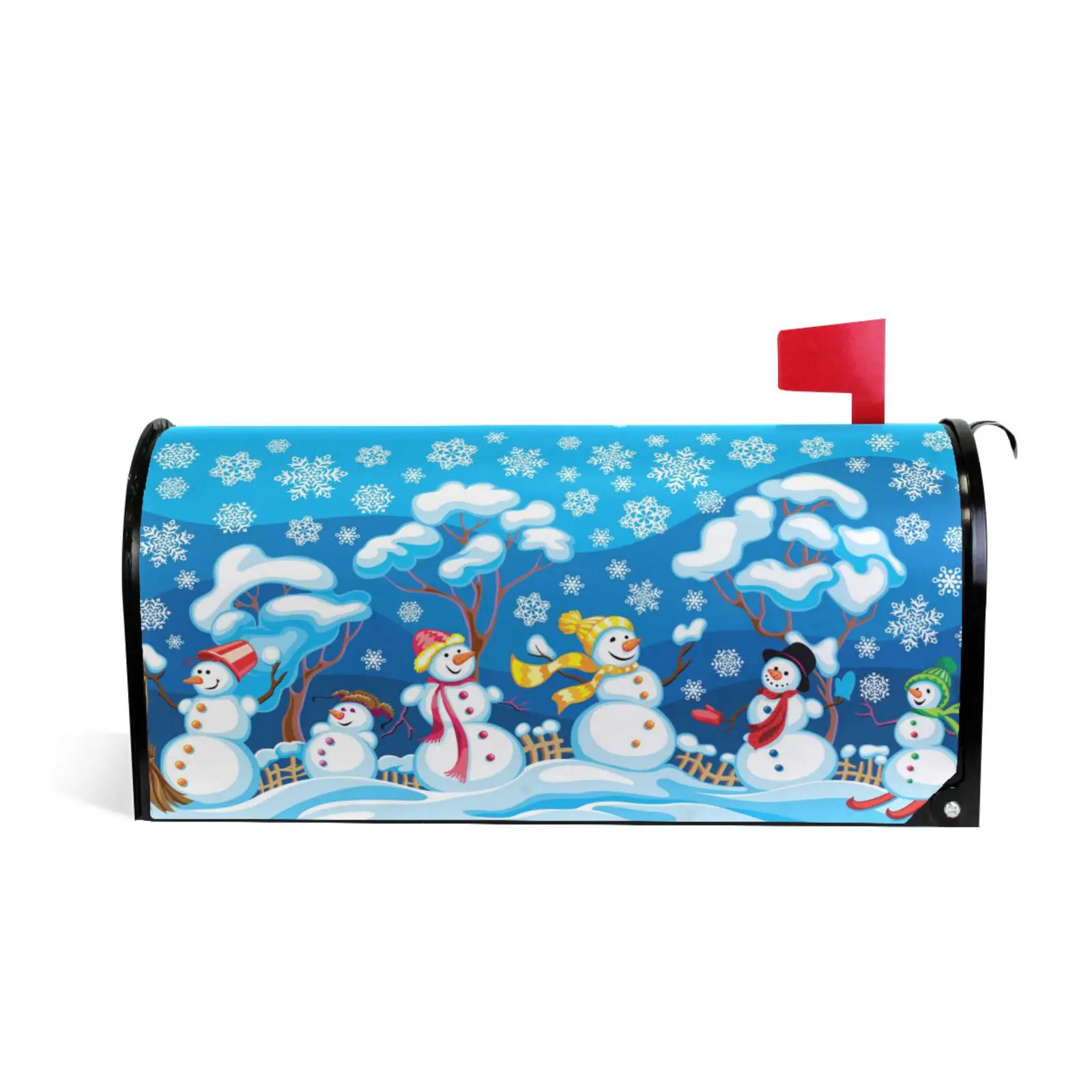 Winter Snowmen PVC Magnetic Mailbox Cover Wrap Standard Size Welcome Home Garden Outdoor Decoration Post Letter Box Cover