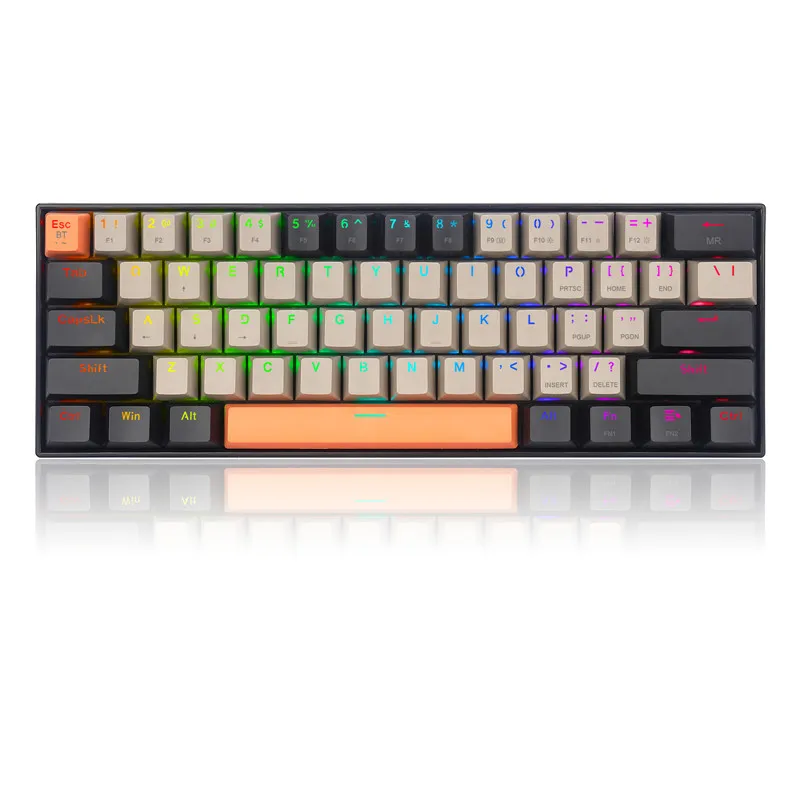 Redragon K630 Dragonborn 60% Wired RGB Gaming Keyboard, 61 Keys Compact  Mechanical Keyboard with Tactile Brown Switch, Pro Driver Support, White