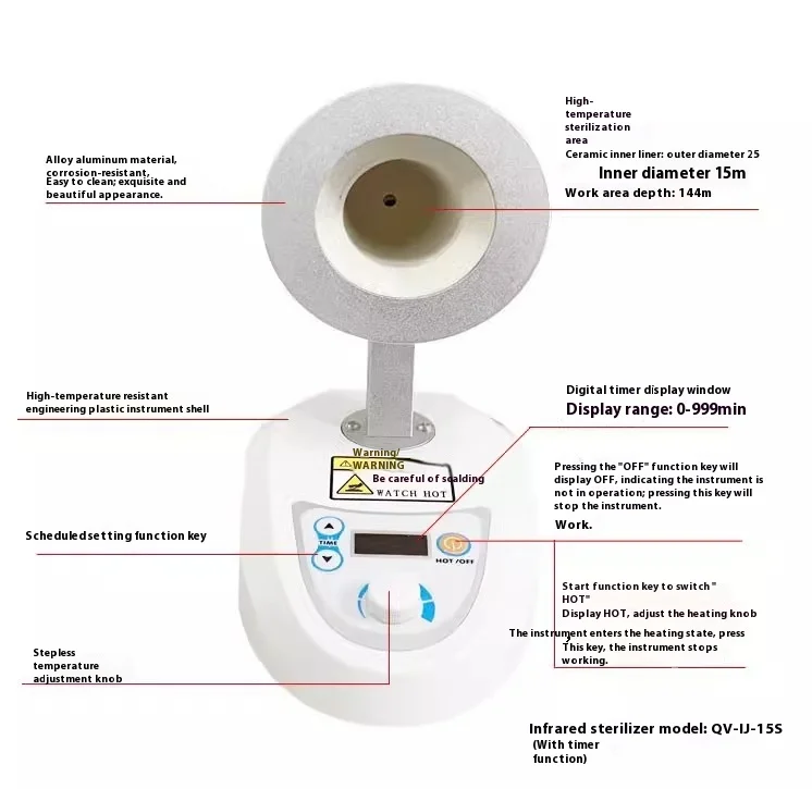 QW-MJ-15 Infrared Inoculation Loop Sterilizer Portable Flame Free Bacti Cinerato