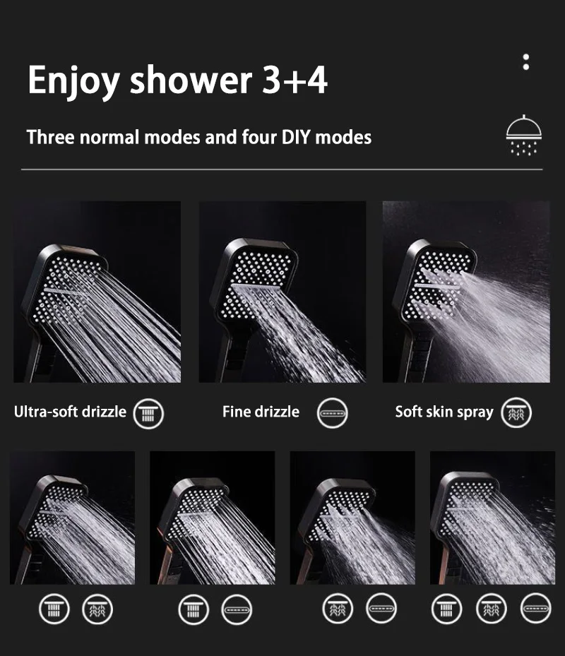 Description Picture 5 of itemLarge Shower Head 7 Modes Adjustable Shower Head High-pressure Water-saving Shower Mixer Nozzles Bathroom Accessories 2024 New