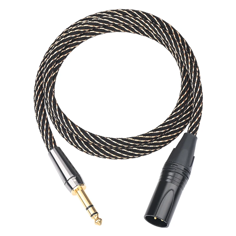 Alta fidelidade 6.5mm para xlr cabo de áudio alta qualidade 4n ofc canare duplo 6.35mm trs para duplo xlr 3pin para amplificador misturador alto-falante