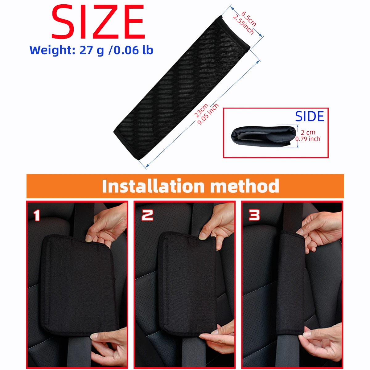 여름 긴 구멍 메쉬 천 통기성 편안한 자동차 어깨 소매 안전 벨트 장식 자동차 인테리어 용품을 사용할 수 있습니다