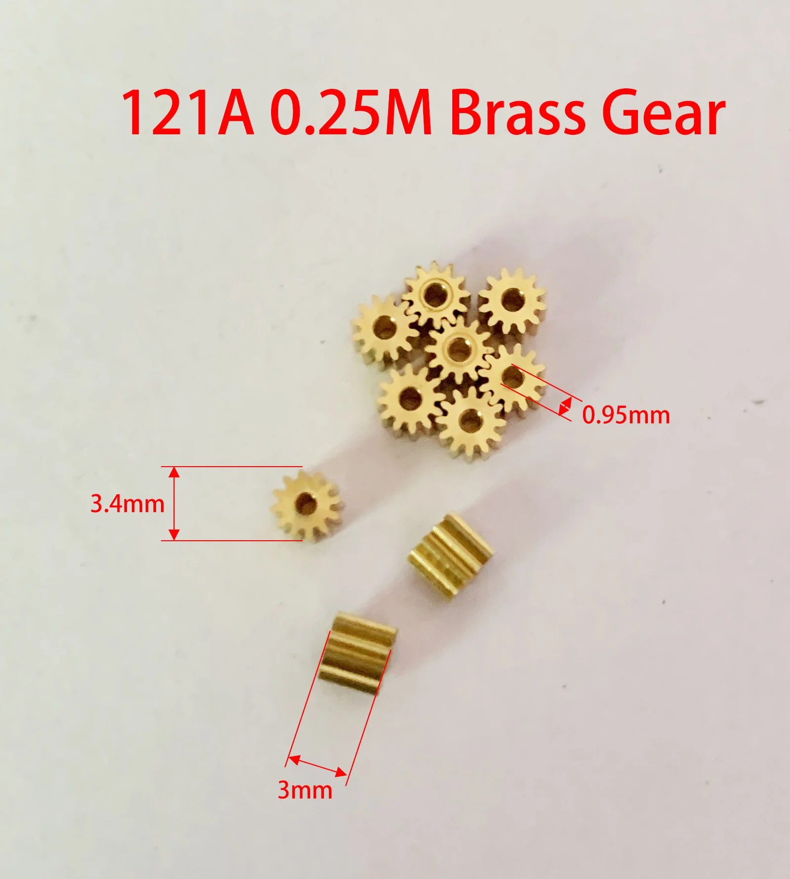 Pinion 0.25M 12 Teeth Good Mechanical Small Modulus Gear Metal Copper Hole 1.5mm/ 2mm Tightly Matched 121A 121.5A 122A