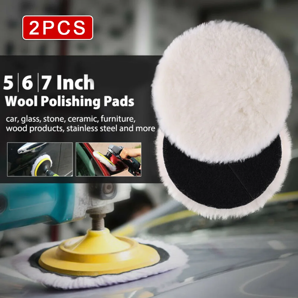2x Car Wool Buffing Polishing Pads Repair Tools 5/6/7 Inch