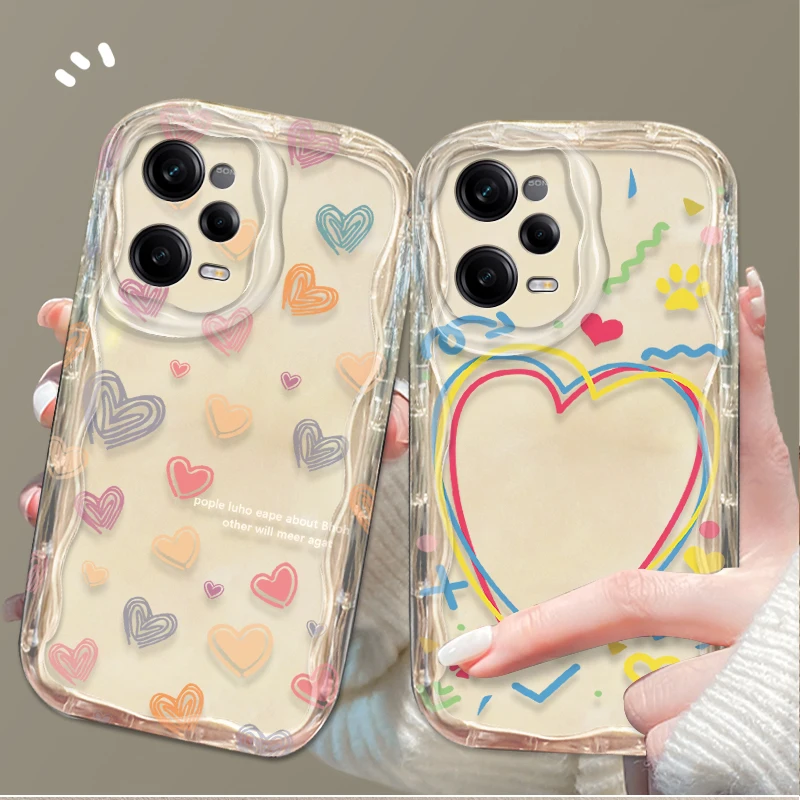 Line Love Heart 3D Wave Clear Phone Case Cover