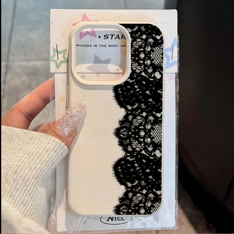 Elegant Black Lace Flower Pattern Phone Case Cover