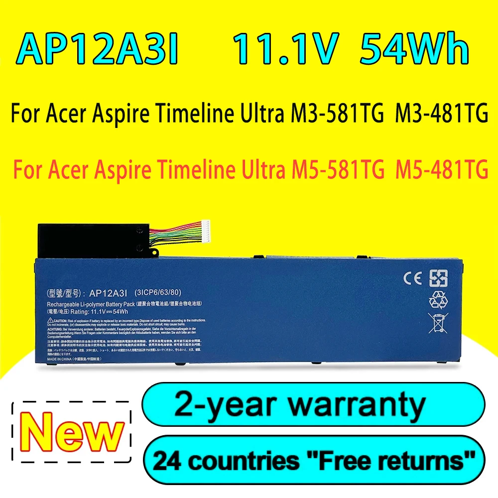 

Новый аккумулятор для ноутбука AP12A3I AP12A4I для Acer Aspire, временная шкала, ультратонкая задняя шкала, M5-481TG, Φ 54Wh