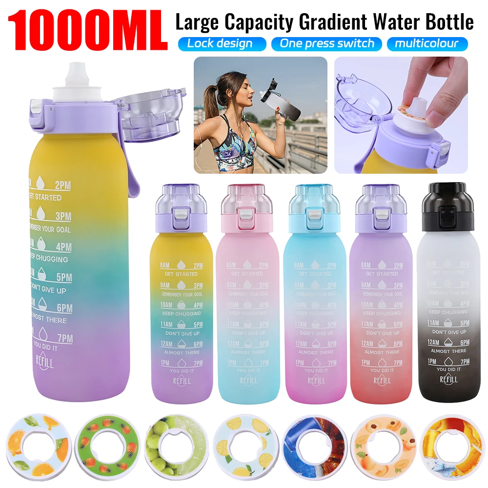 1000ML Scent Flavored Water Bottle Large Capacity with 7 Rods Fragrance Smelling Water Bottle Scent Water Cup for Outdoor Sports