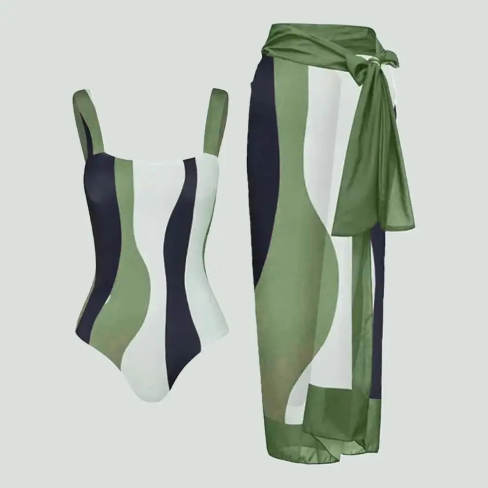 

Женский Стильный Купальник из 2 частей, монокини, макси-юбка, комплект для женщин, подходящая цветная пляжная одежда, купальный костюм со шнуровкой