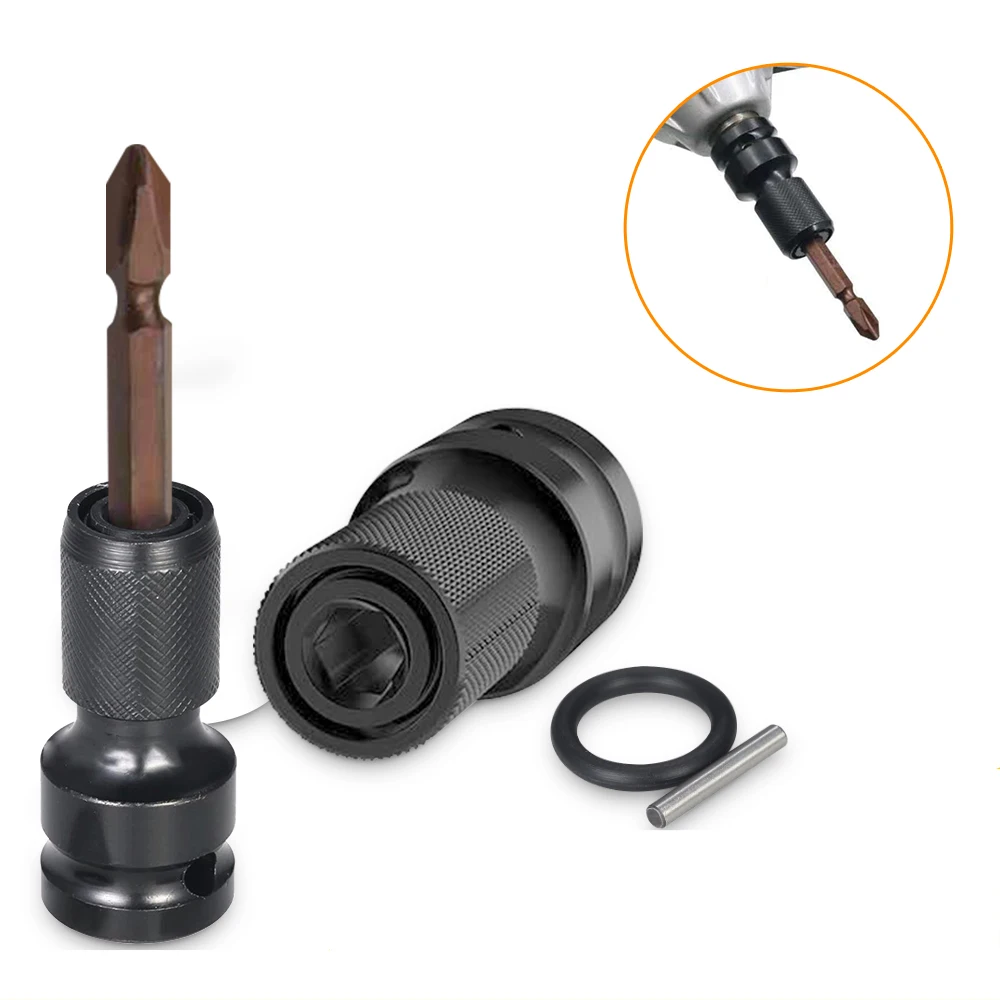 Telescopic Plug Adapter Hex Socket 2 x 1/2 to 1/4 Inch Telescopic Drill Sleeves for Electric Wrenches