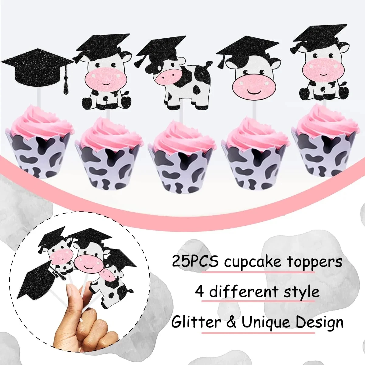 Décoration de gâteau en vache pour filles, garniture de Cupcake, thème  d'animaux de ferme, 2023 - AliExpress