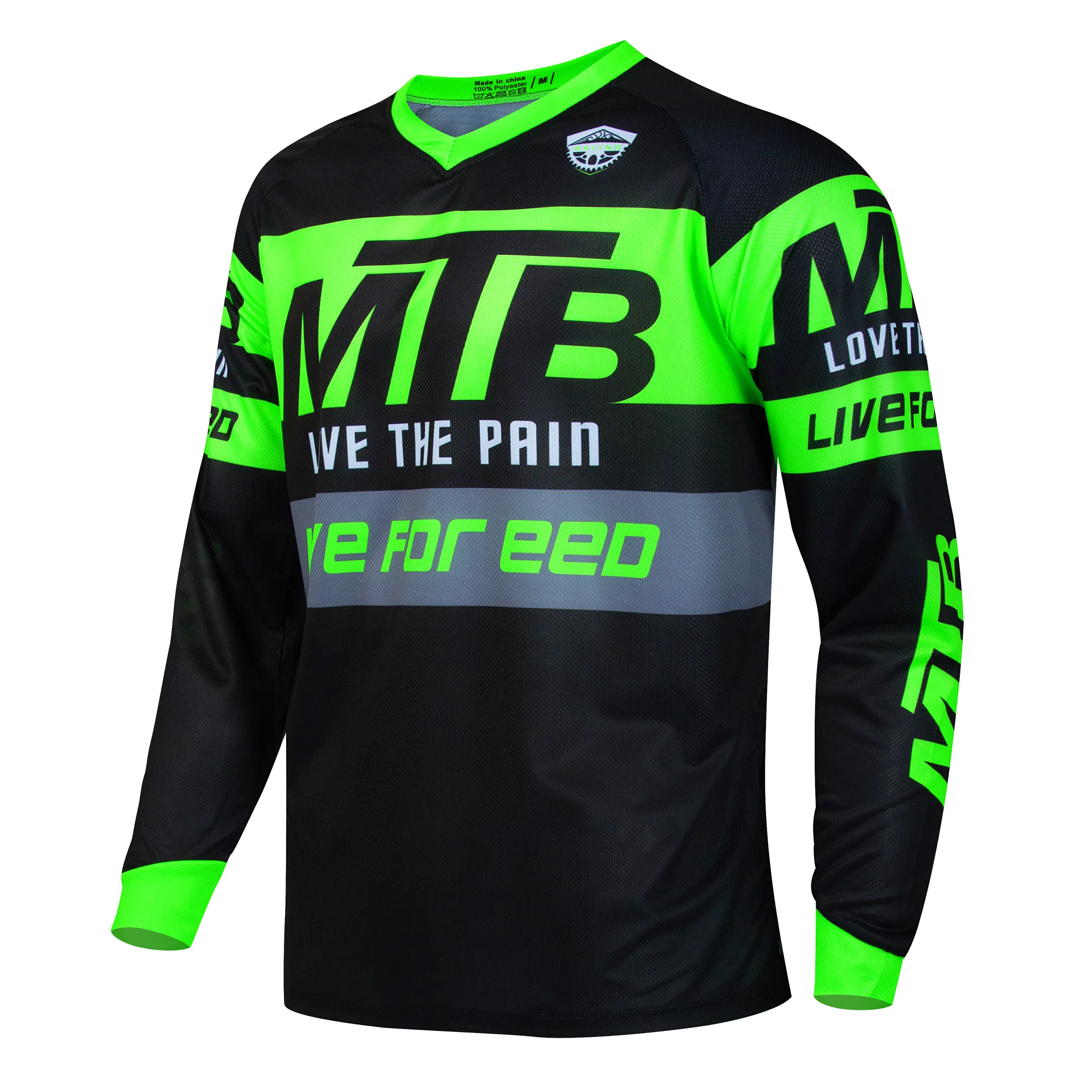 HULG Fietsen Jersey voor heren, Mountainbike Motocross Jersey met lange mouwen, MTB T-shirt, Downhill Fietsen Jersey, sneldrogend