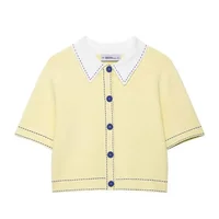 Automne tricoté décontracté col Polo pull femmes mode vêtements d'extérieur fibre de Polyester coupe-vent Style nouveauté 1