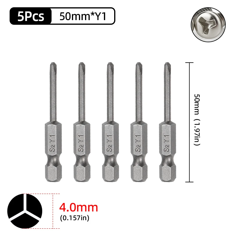 Embout Tournevis Y3 Tri-point 1/4" Hexagonal - Magnétique, Longue Tige 2" - Neuf