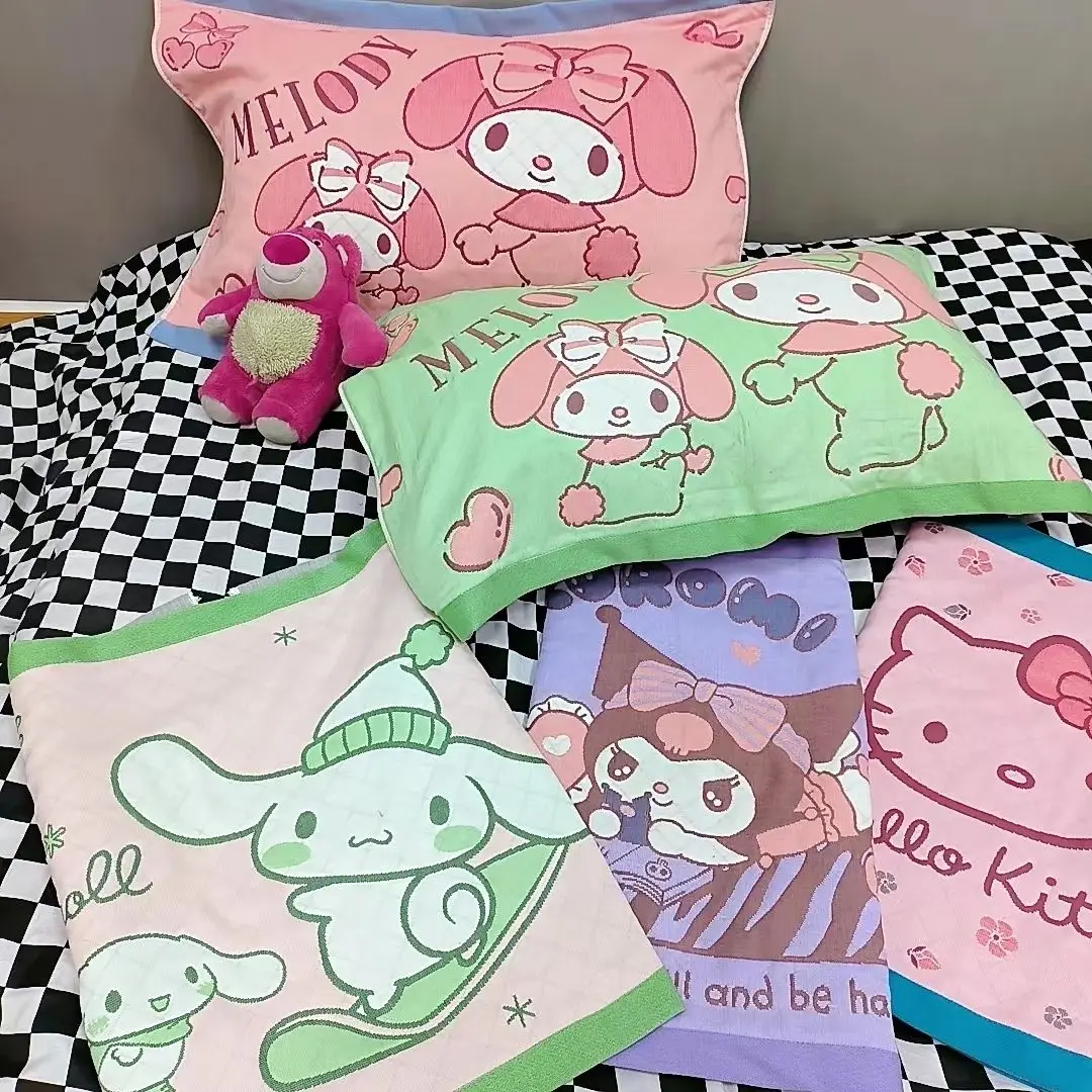 

Sanrio, Hello Kitty наволочка полотенце Kawaii Cinnamoroll Melody Спальня украшение мягкий хлопок легко стирается аниме милый подарок для девочек