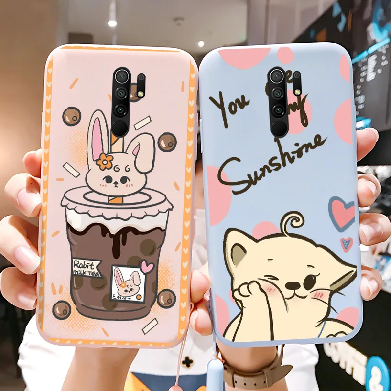 Чехол с изображением молока чая кролика для Xiaomi Redmi 9 мультяшный силиконовый