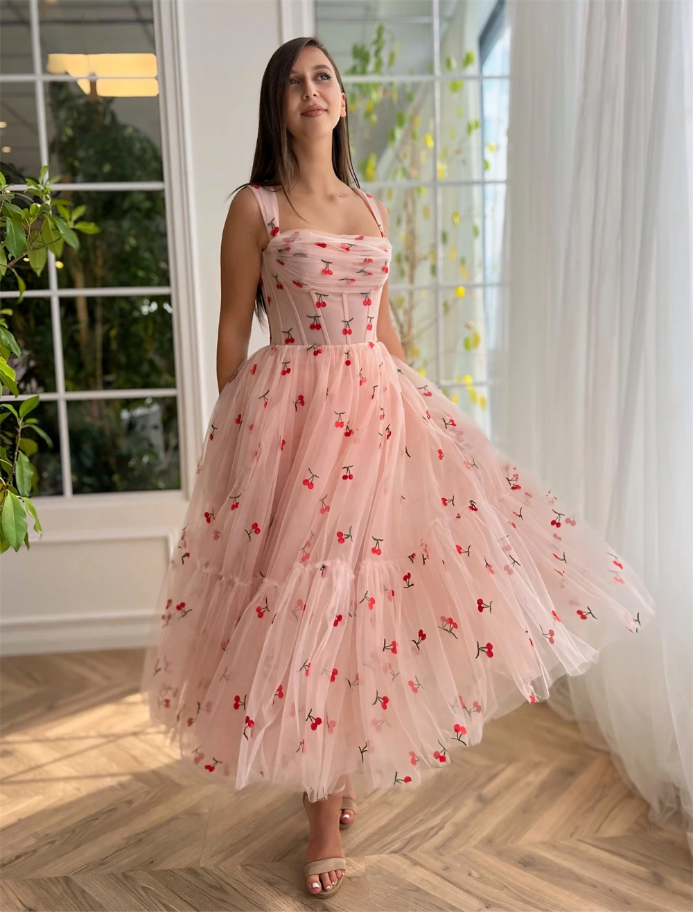 

Strapless Off-the-shoulder Homecoming Dresses With Teens Corset Pleated Back Lace-up Formal Party A-line Tea-length Prom Gowns