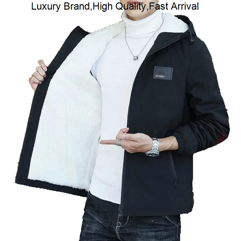 

Autumn Mens Winter Warm Clothing Thick Plus Velvet Casual Coat Hoodies Hooded Windproof Windbreaker Down Jacket for Men