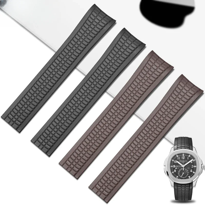 Interfaccia Curva Sicuro Confortevole Cinturino In Gomma Verde Nero Per Patek Philip Aquanaut Muslimah |