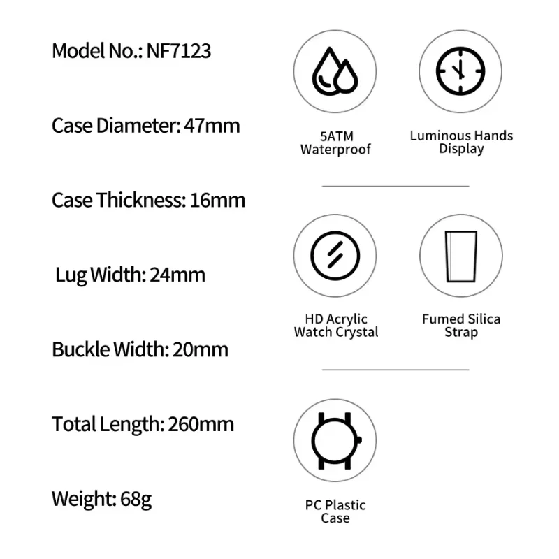 Naviforce For Men Silicone Strap Luxury Fashion Quartz Watches Wrist Watch Sports Chronograph 5tm Waterproof Male Watches Gifts, Alina Gadgets