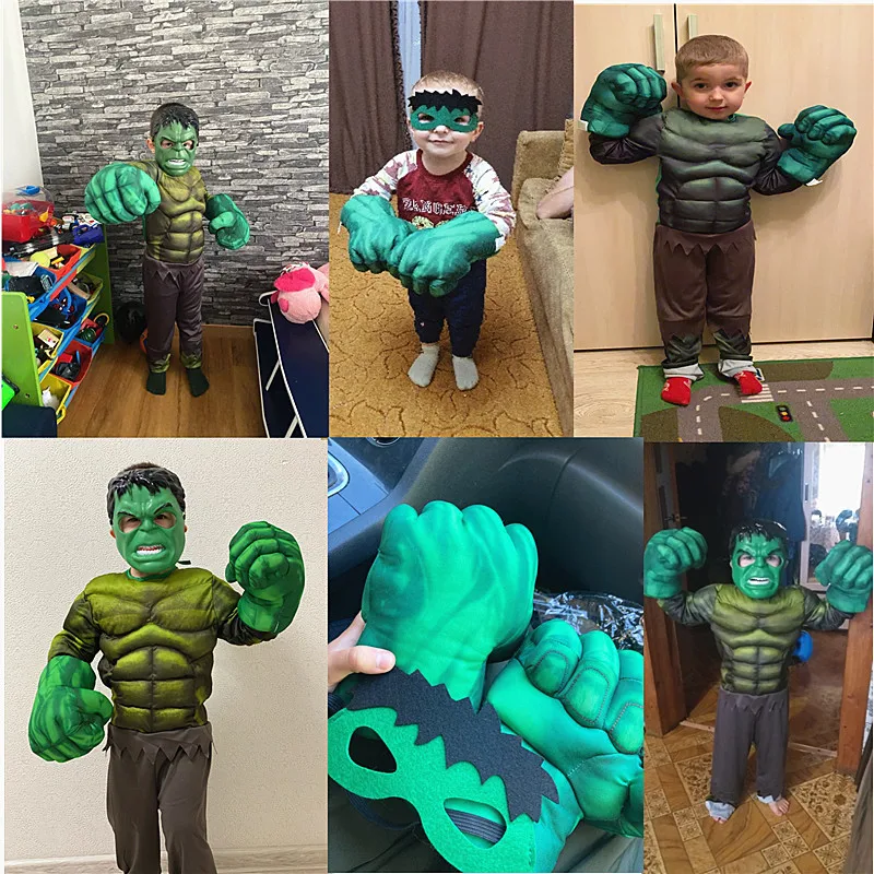 Superhero Mask Costume Foam Gloves Dress Up Movie Character Muscle Costume Halloween Carnival Kids Gift