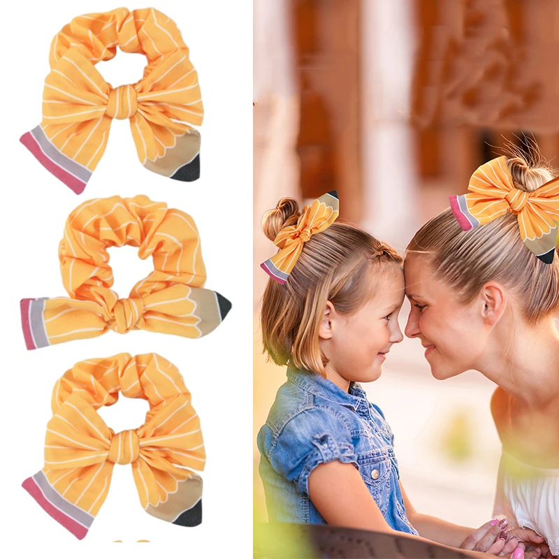 

ncmama 2Pcs Back To School Hair Band Fashion Pencil Hair Ties for Girls Solid Elastic Hair Bands Scrunchies Ponytail Hairstyle