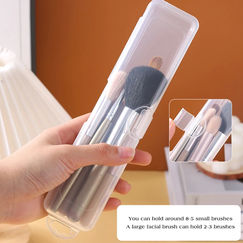 Houseeker Portable Makeup Brush Organizer Transparent Eyebrow Pencil Cosmetic Storage Box With Cover Tableware Chopsticks Case
