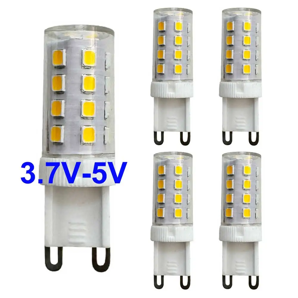 5팩 DC 3.7V 5V LED G4 전구 G9 조명 램프 2W 바닥 탁상 램프 벽걸이형 USB 캠핑 트레일러 모터홈 벽 조명
