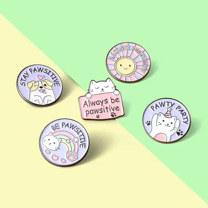 Lovely Cat Dog Enamel Pins Kawaii Kitties Puppies Brooches