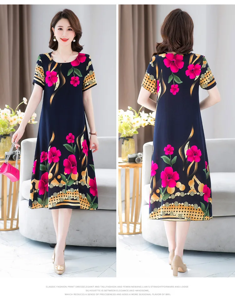 Neue Sommer Hause Kleidung Für Mütter Mittleren Alters Kurzarm Nachtwäsche Kleid Baumwolle Rayon Lange Nachthemd Frauen Nachthemden 5XL – Detail 29