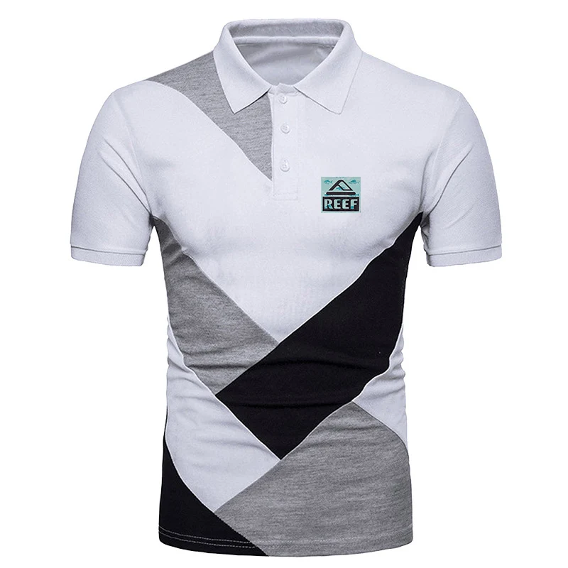 

Reef 2023 Men New Summer Hot Fashionable Popular Three Color Stitching Shorts Sleeve Comfortable Polo Shirts Harajuku Tops