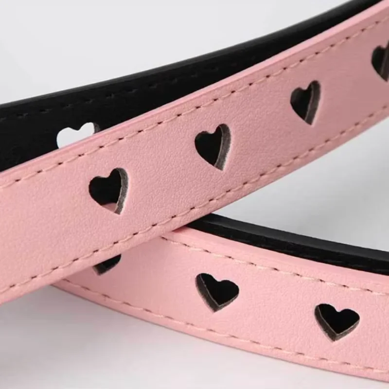 1 Piece Kids Faux Leather Belt Cute Children Girls Peach Heart Buckle Belts Solid Waistband Love Heart Eyelet Grommet Waist Belt children belt